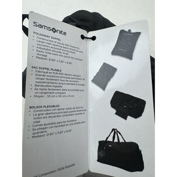 Samsonite Foldaway Lightweight Duffel Bag With Shoulder Strap NWT - Picture 4 of 10